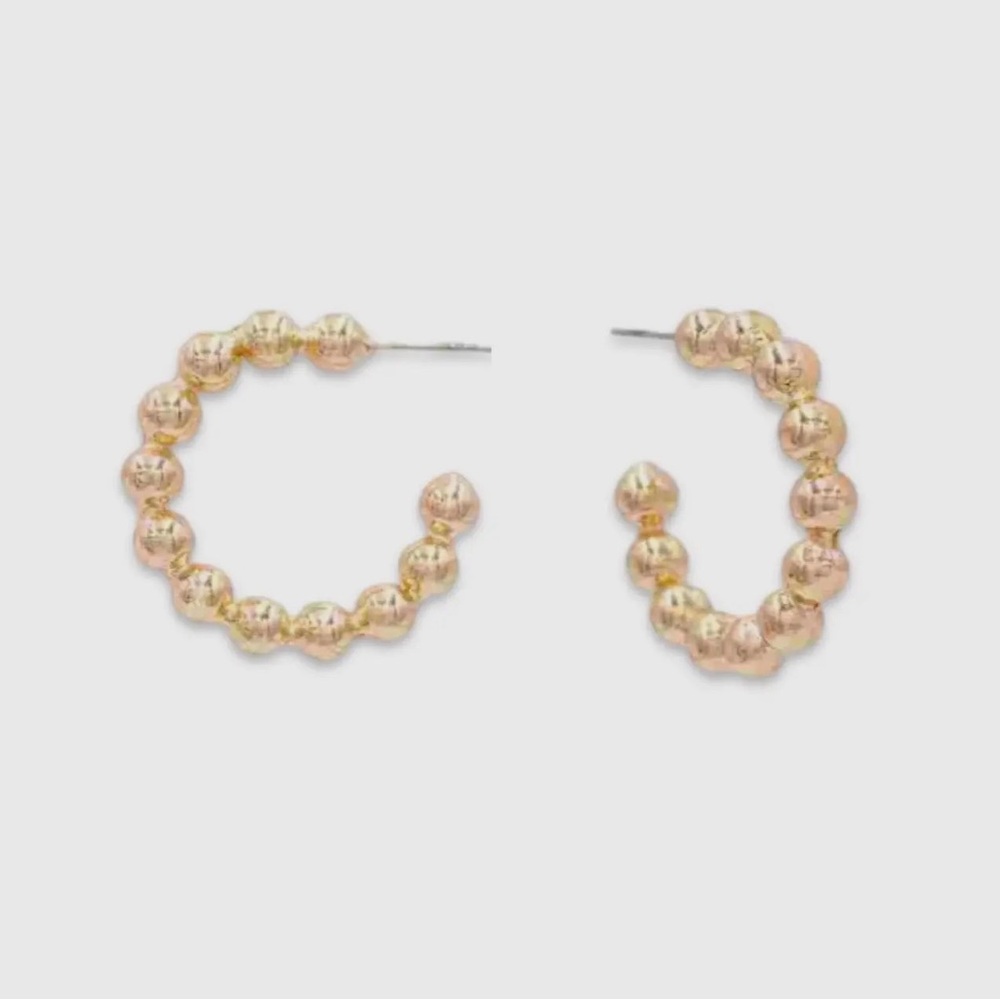 NWT Gold Beaded Hoop Earrings